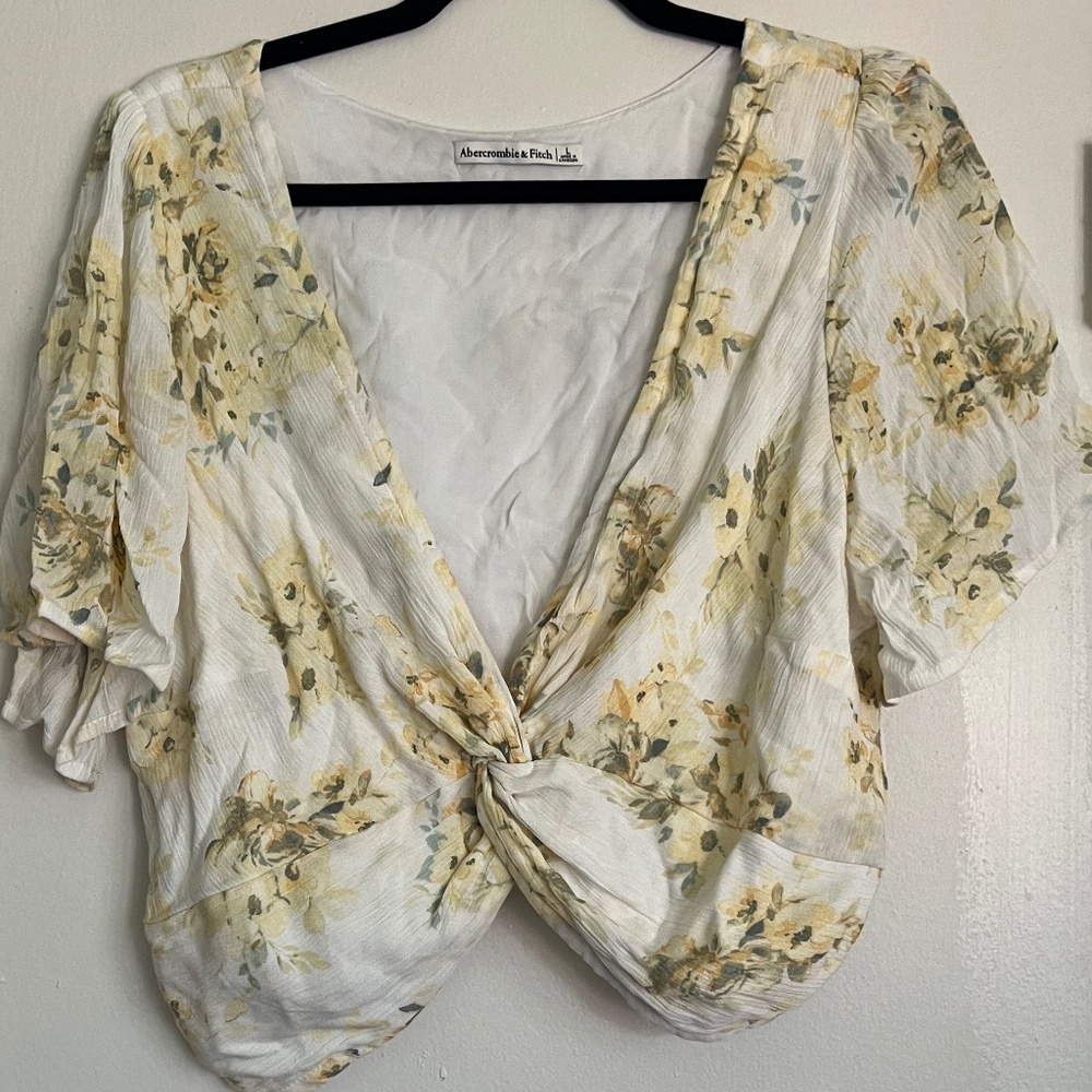 Abercrombie Spring Yellow Cross V-Neck Blouse